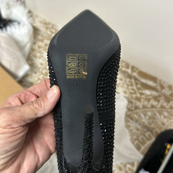 Elisabet Tang Women Pumps, Pointed Toe High Heel Glitter Rhinestone Heels Sparks - Picture 10 of 12